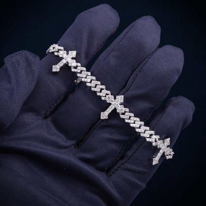 Cross Cuban Link Bracelet VVS1 Moissanite GRA Certified