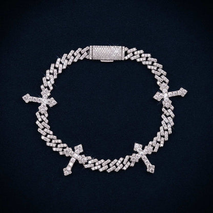Cross Cuban Link Bracelet VVS1 Moissanite GRA Certified