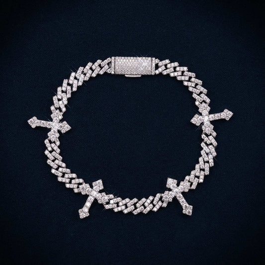 Cross Cuban Link Bracelet VVS1 Moissanite GRA Certified
