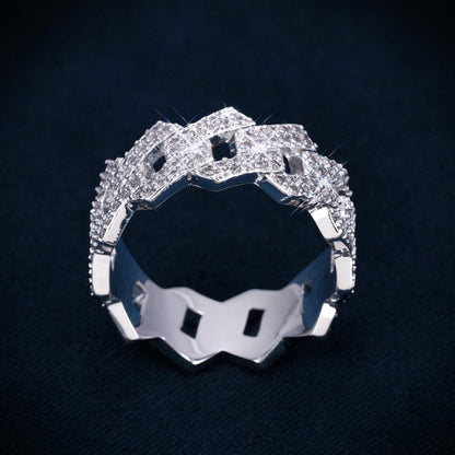 Cuban Link Ring VVS1 Moissanite GRA Certified