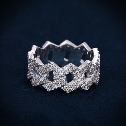 Cuban Link Ring VVS1 Moissanite GRA Certified