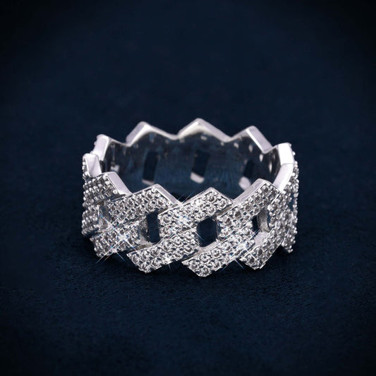 Cuban Link Ring VVS1 Moissanite GRA Certified