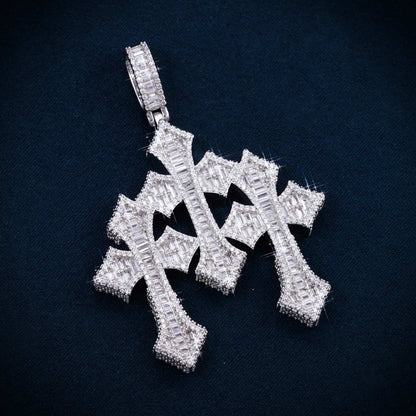 Triple Cross Pendant VVS1 Moissanite GRA Certified