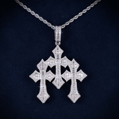 Triple Cross Pendant VVS1 Moissanite GRA Certified
