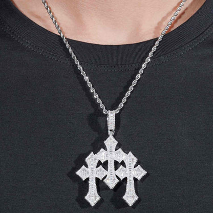 Triple Cross Pendant VVS1 Moissanite GRA Certified