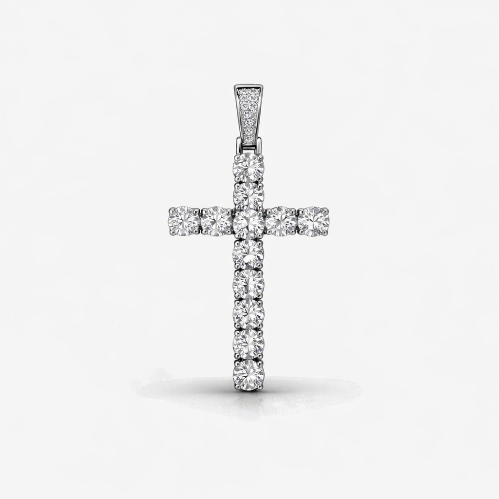 Moissanite Cross Pendant Small Cross Shaped Unisex - 925 Silver/14K Gold Plated/Rose Gold Plated