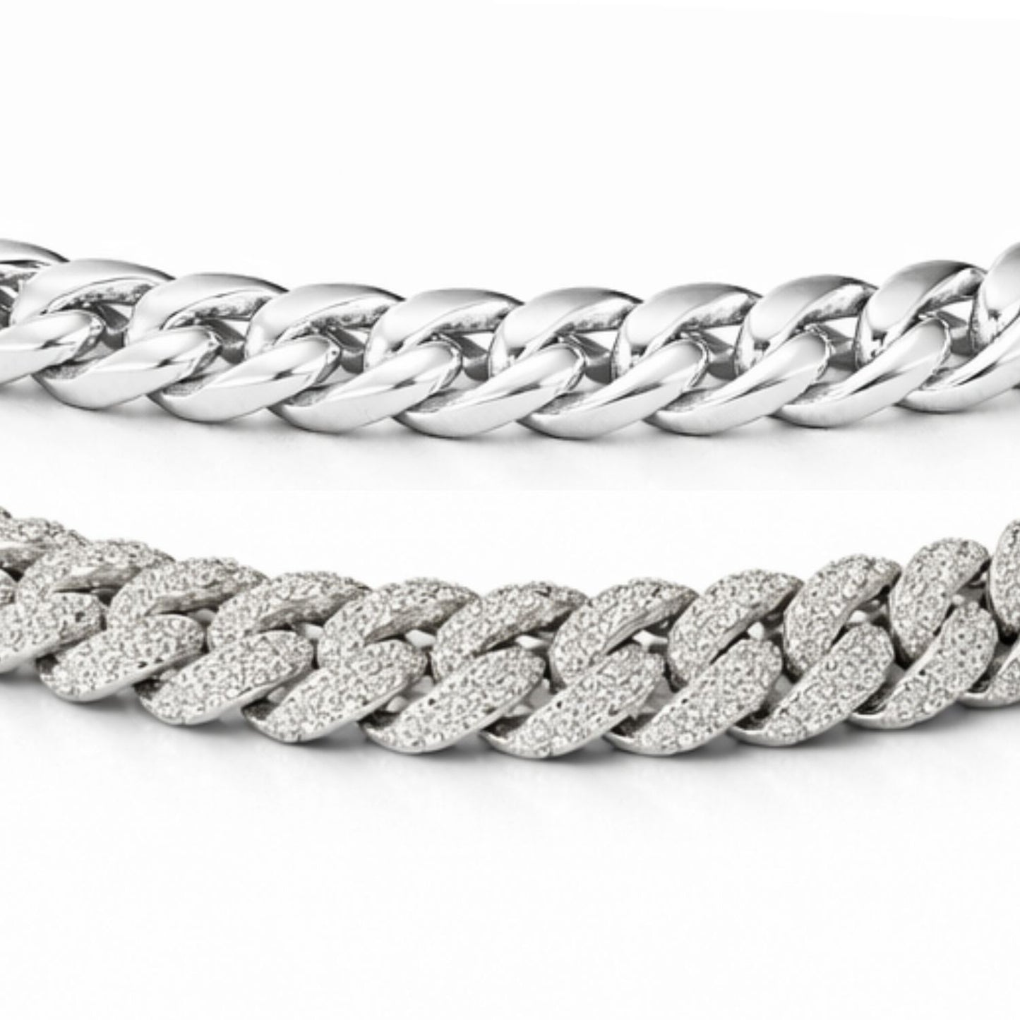 Moissanite Cuban Chain For Men - Width 6mm-15mm - 925 Silver