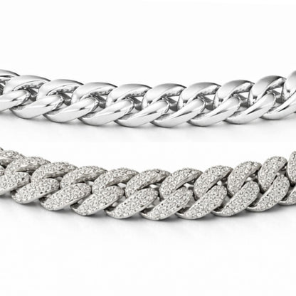 Moissanite Cuban Chain For Men - Width 6mm-15mm - 925 Silver
