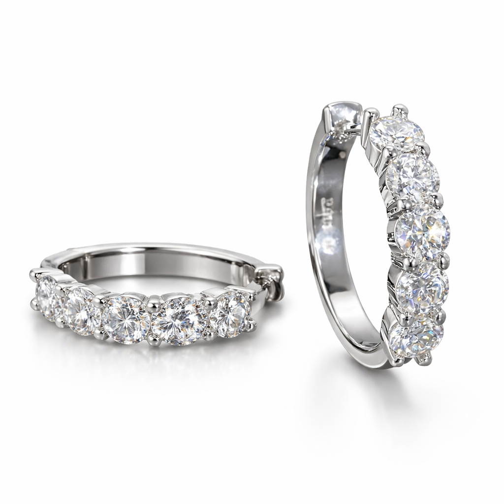 Moissanite Hoop Earrings For Women - 2.5mm Stones (.6CT Total) - 925 Silver