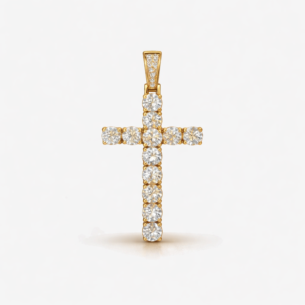 Moissanite Cross Pendant Small Cross Shaped Unisex - 925 Silver/14K Gold Plated/Rose Gold Plated