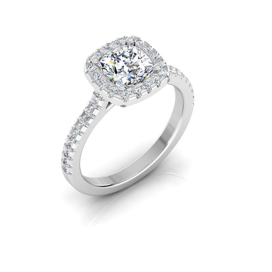 Round Halo Engagement Ring VVS1 Moissanite GRA Certified