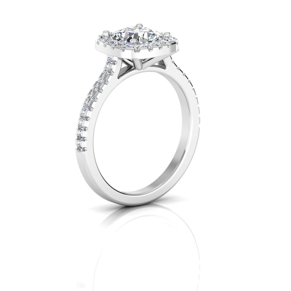 Round Halo Engagement Ring VVS1 Moissanite GRA Certified