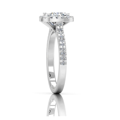 Round Halo Engagement Ring VVS1 Moissanite GRA Certified