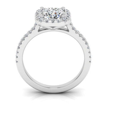Round Halo Engagement Ring VVS1 Moissanite GRA Certified