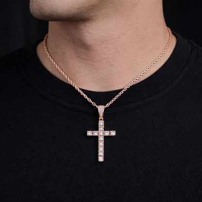 Moissanite Cross Pendant Small Cross Shaped Unisex - 925 Silver/14K Gold Plated/Rose Gold Plated