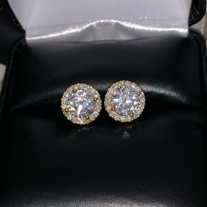 Round Halo Stud Earrings VVS1 Moissanite GRA Certified
