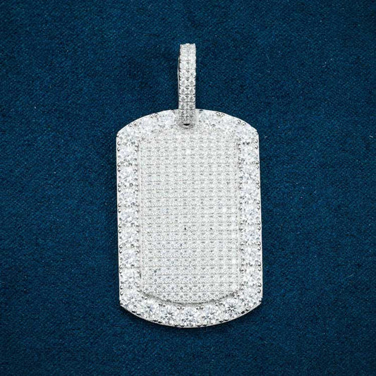Halo Dog Tag Pendant VVS1 Moissanite GRA Certified