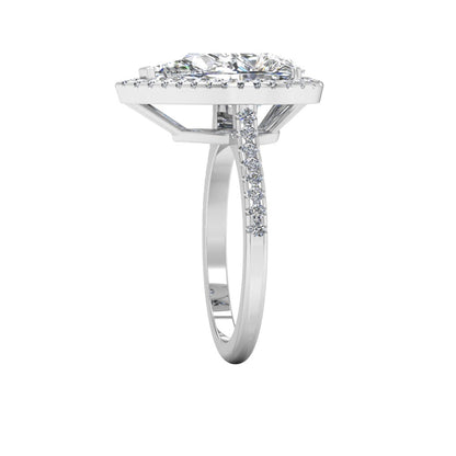 Pear Cut Halo Engagement Ring VVS1 Moissanite GRA Certified