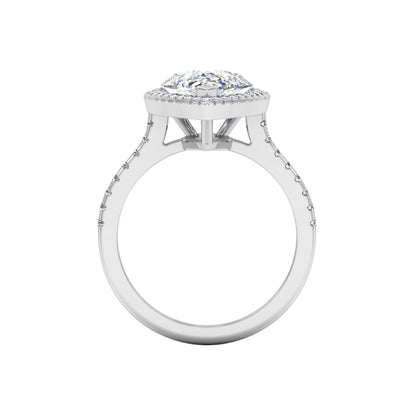 Pear Cut Halo Engagement Ring VVS1 Moissanite GRA Certified