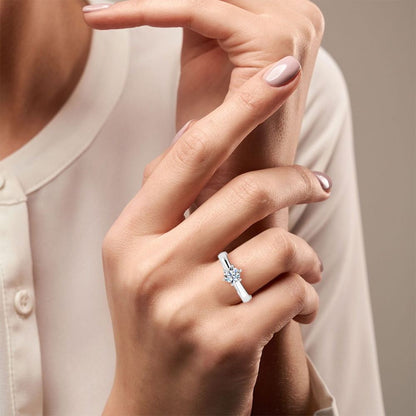 Brilliant Cut Solitaire Engagement Ring .5 Carats VVS1 Moissanite GRA Certified
