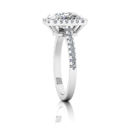 Rectangular Halo Engagement Ring VVS1 Moissanite GRA Certified