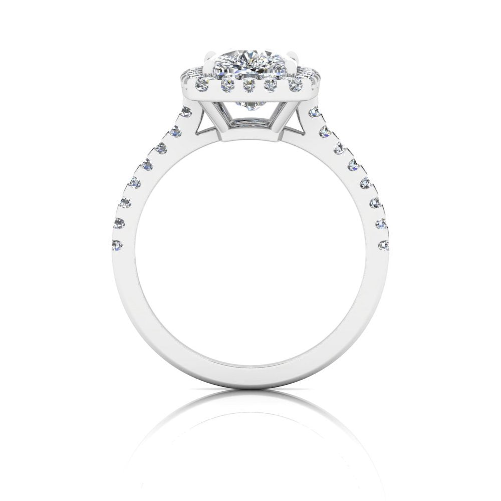 Rectangular Halo Engagement Ring VVS1 Moissanite GRA Certified