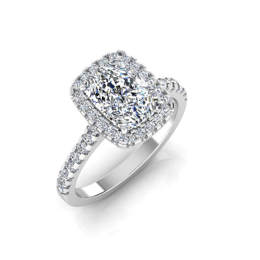 Rectangular Halo Engagement Ring VVS1 Moissanite GRA Certified