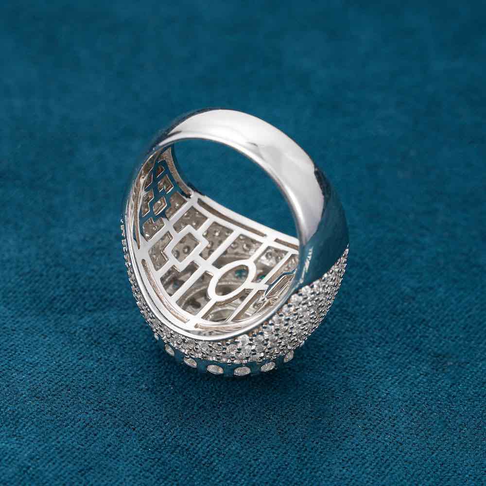 Double Halo Signet Ring VVS1 Moissanite GRA Certified