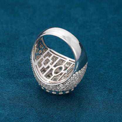 Double Halo Signet Ring VVS1 Moissanite GRA Certified