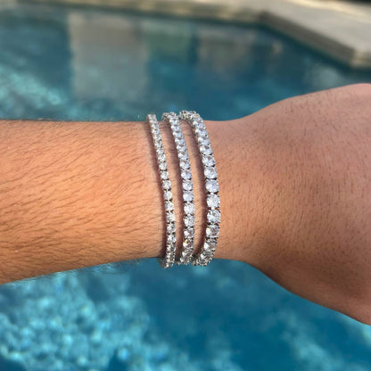 Moissanite Tennis Bracelet - Width 2mm–5mm - 925 Silver or 14K Gold Plated Over 925 Silver