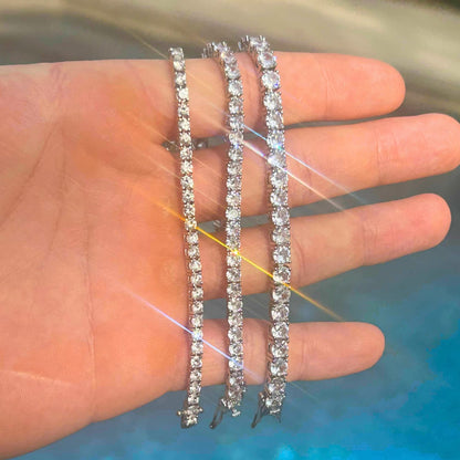 Moissanite Tennis Bracelet - Width 2mm–5mm - 925 Silver or 14K Gold Plated Over 925 Silver